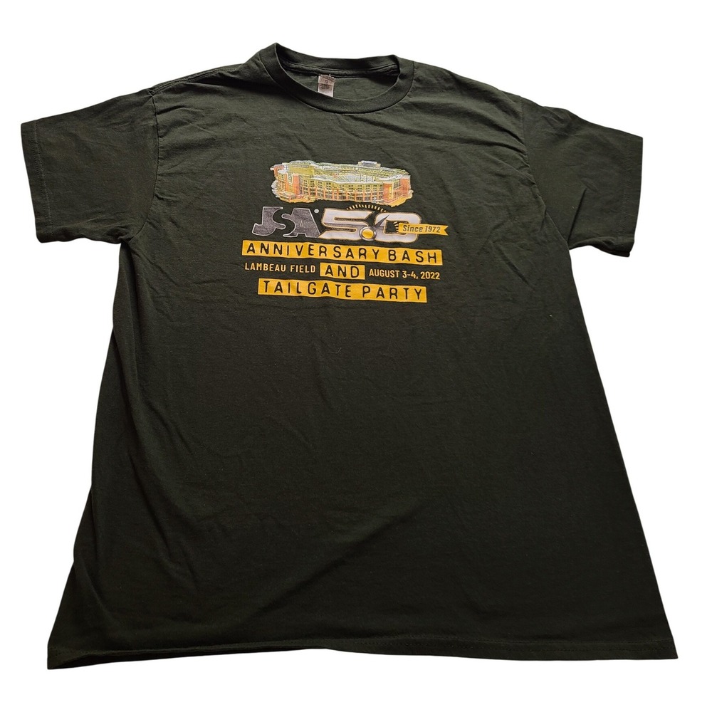 Gildan JSA 50th Anniversary Bash‎ Lambeau Field Tailgate T-Shirt Green Men's L